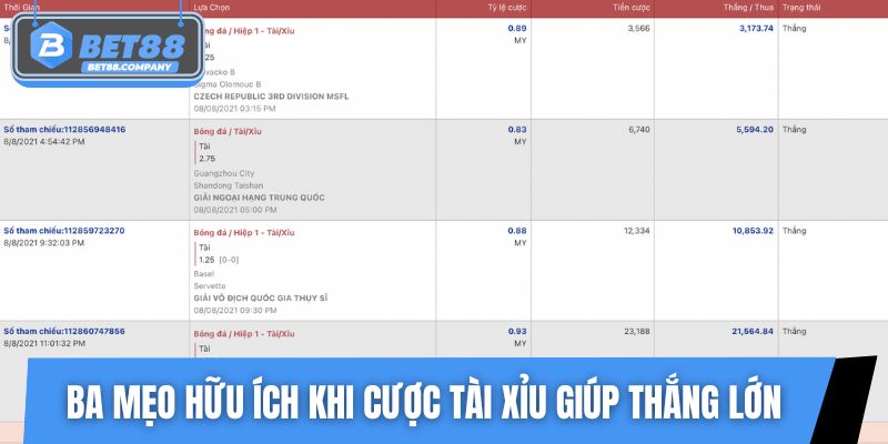 Ba mẹo hữu ích khi cược tài xỉu giúp thắng lớn